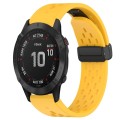 For Garmin Fenix 6 Pro GPS 22mm Folding Buckle Hole Silicone Watch Band(Yellow)