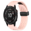 For Garmin Fenix 6 Pro GPS 22mm Folding Buckle Hole Silicone Watch Band(Pink)