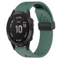 For Garmin Fenix 6 Pro GPS 22mm Folding Buckle Hole Silicone Watch Band(Dark Green)
