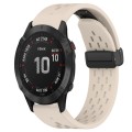 For Garmin Fenix 6 Sapphire GPS 22mm Folding Buckle Hole Silicone Watch Band(Starlight Color)