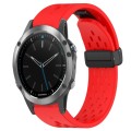 For Garmin Quatix 5 Sapphire 22mm Folding Buckle Hole Silicone Watch Band(Red)