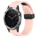 For Garmin Quatix 5 Sapphire 22mm Folding Buckle Hole Silicone Watch Band(Pink)