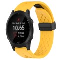 For Garmin Forerunner 945 22mm Folding Buckle Hole Silicone Watch Band(Yellow)