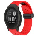 For Garmin Instinct 2 22mm Folding Buckle Hole Silicone Watch Band(Red)