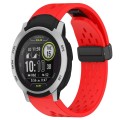 For Garmin Instinct 22mm Folding Buckle Hole Silicone Watch Band(Red)