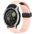 For Garmin Instinct 22mm Folding Buckle Hole Silicone Watch Band(Pink)