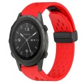 For Garmin MARQ Commander 22mm Folding Buckle Hole Silicone Watch Band(Red)