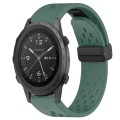 For Garmin MARQ Commander 22mm Folding Buckle Hole Silicone Watch Band(Dark Green)