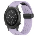 For Garmin MARQ Commander 22mm Folding Buckle Hole Silicone Watch Band(Purple)