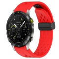 For Garmin MARQ Athlete 22mm Folding Buckle Hole Silicone Watch Band(Red)