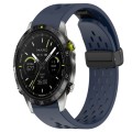 For Garmin MARQ Athlete 22mm Folding Buckle Hole Silicone Watch Band(Midnight Blue)