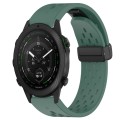 For Garmin MARQ Golfer 22mm Folding Buckle Hole Silicone Watch Band(Dark Green)
