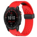 For Garmin Fenix 7X Solar 26mm Folding Buckle Hole Silicone Watch Band(Red)