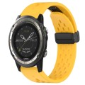 For Garmin D2 Charlie 26mm Folding Buckle Hole Silicone Watch Band(Yellow)