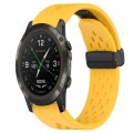 For Garmin D2 Delta PX 26mm Folding Buckle Hole Silicone Watch Band(Yellow)