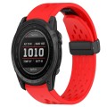 For Garmin Tactix 7 26mm Folding Buckle Hole Silicone Watch Band(Red)