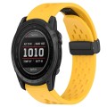 For Garmin Tactix 7 26mm Folding Buckle Hole Silicone Watch Band(Yellow)