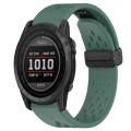 For Garmin Tactix 7 26mm Folding Buckle Hole Silicone Watch Band(Dark Green)