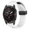 For Garmin Epix Pro 51mm 26mm Folding Buckle Hole Silicone Watch Band(White)