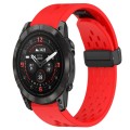 For Garmin Epix Pro 51mm 26mm Folding Buckle Hole Silicone Watch Band(Red)
