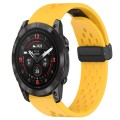 For Garmin Epix Pro 51mm 26mm Folding Buckle Hole Silicone Watch Band(Yellow)