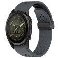 For Garmin Tactix 7 AMOLED 26mm Folding Buckle Hole Silicone Watch Band(Dark Gray)