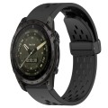 For Garmin Tactix 7 AMOLED 26mm Folding Buckle Hole Silicone Watch Band(Black)