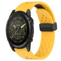 For Garmin Tactix 7 AMOLED 26mm Folding Buckle Hole Silicone Watch Band(Yellow)