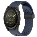 For Garmin Tactix 7 AMOLED 26mm Folding Buckle Hole Silicone Watch Band(Midnight Blue)