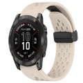 For Garmin Fenix 7X Pro 51mm 26mm Folding Buckle Hole Silicone Watch Band(Starlight Color)