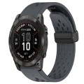 For Garmin Fenix 7X 26mm Folding Buckle Hole Silicone Watch Band(Dark Gray)