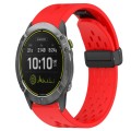 For Garmin Enduro 26mm Folding Buckle Hole Silicone Watch Band(Red)