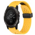 For Garmin Fenix 5X Plus 26mm Folding Buckle Hole Silicone Watch Band(Yellow)