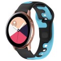 For Samsung Galaxy Watch Active 20mm Double Color Silicone Watch Band(Black+Blue)