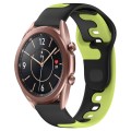 For Samsung Galaxy Watch3 41mm 20mm Double Color Silicone Watch Band(Black+Green)