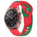 For Samsung Galaxy Watch3 41mm 20mm Double Color Silicone Watch Band(Red+Green)