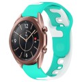 For Samsung Galaxy Watch3 41mm 20mm Double Color Silicone Watch Band(Cyan+White)