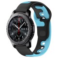 For Samsung Gear S3 Classic / Frontier 22mm Double Color Silicone Watch Band(Black+Blue)