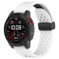 For Garmin Fenix 7X Quick Release Holes Magnetic Buckle Silicone Watch Band(White)