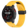 For Garmin Fenix 6X Sapphire GPS Quick Release Holes Magnetic Buckle Silicone Watch Band(Yellow)