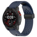 For Garmin Fenix 5x Sapphire Quick Release Holes Magnetic Buckle Silicone Watch Band(Dark Blue)