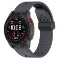 For Garmin Fenix 5x Sapphire Quick Release Holes Magnetic Buckle Silicone Watch Band(Dark Gray)