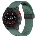 For Garmin Fenix 5X GPS / 5X Puls Quick Release Holes Magnetic Buckle Silicone Watch Band(Dark Green