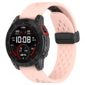 For Garmin D2 Bravo / Quaitx 3 Quick Release Holes Magnetic Buckle Silicone Watch Band(Pink)