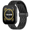 For Amazfit Bip 5 Folding Magnetic Clasp Silicone Watch Band(Black)