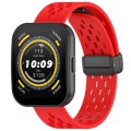 For Amazfit Bip 5 Folding Magnetic Clasp Silicone Watch Band(Red)