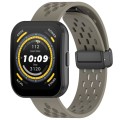 For Amazfit Bip 5 Folding Magnetic Clasp Silicone Watch Band(Dark Gray)