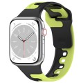 For Apple Watch 9 41mm Double Color Silicone Watch Band(Black+Green)