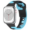 For Apple Watch 9 45mm Double Color Silicone Watch Band(Black+Blue)