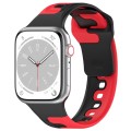 For Apple Watch SE 2022 44mm Double Color Silicone Watch Band(Black+Red)